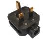 240V 13 Amp 3 Pin Black Rubber Plug